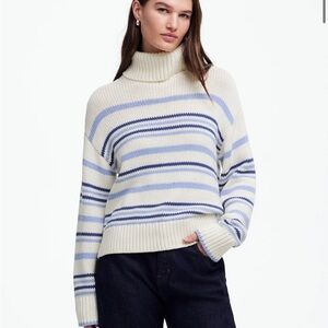 Madewell Ribbed Cotton Turtleneck Sweater in Stripe